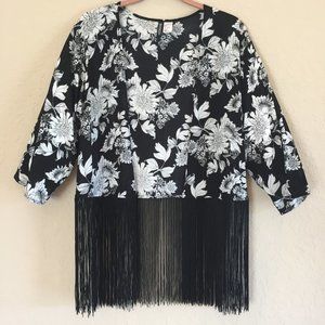 H&M Dividend Open Style Kimono with Fringe Sz S